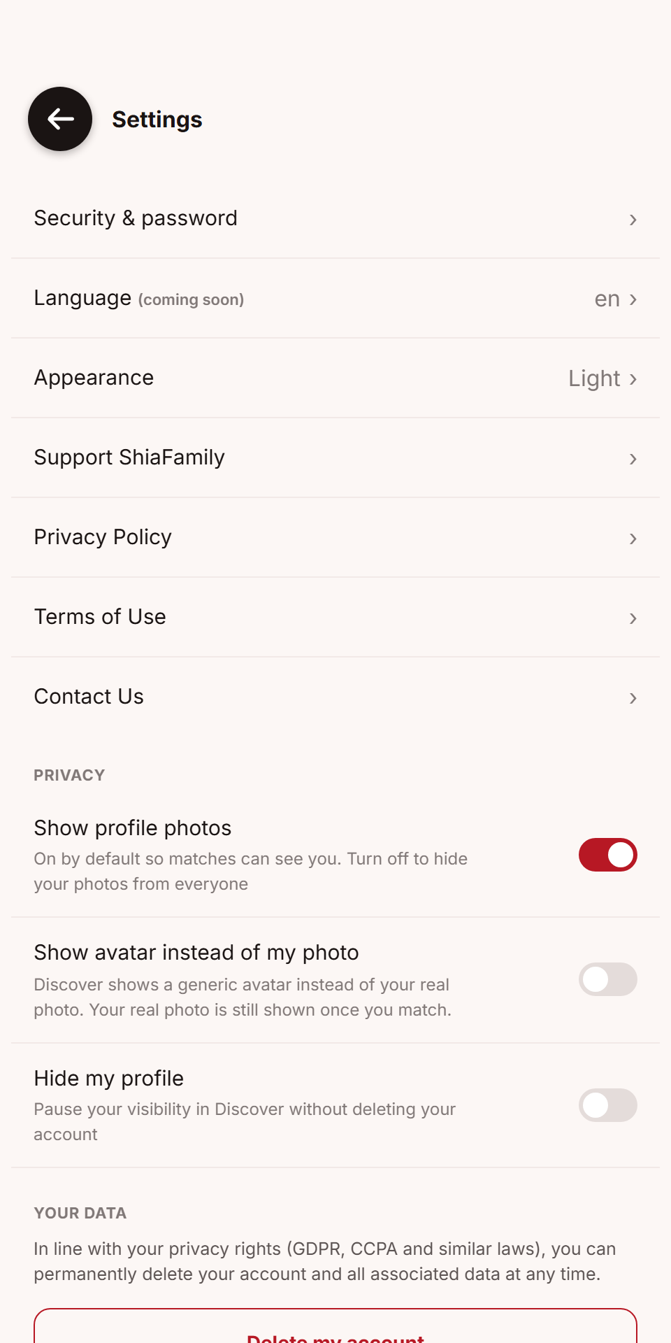 Profile privacy controls